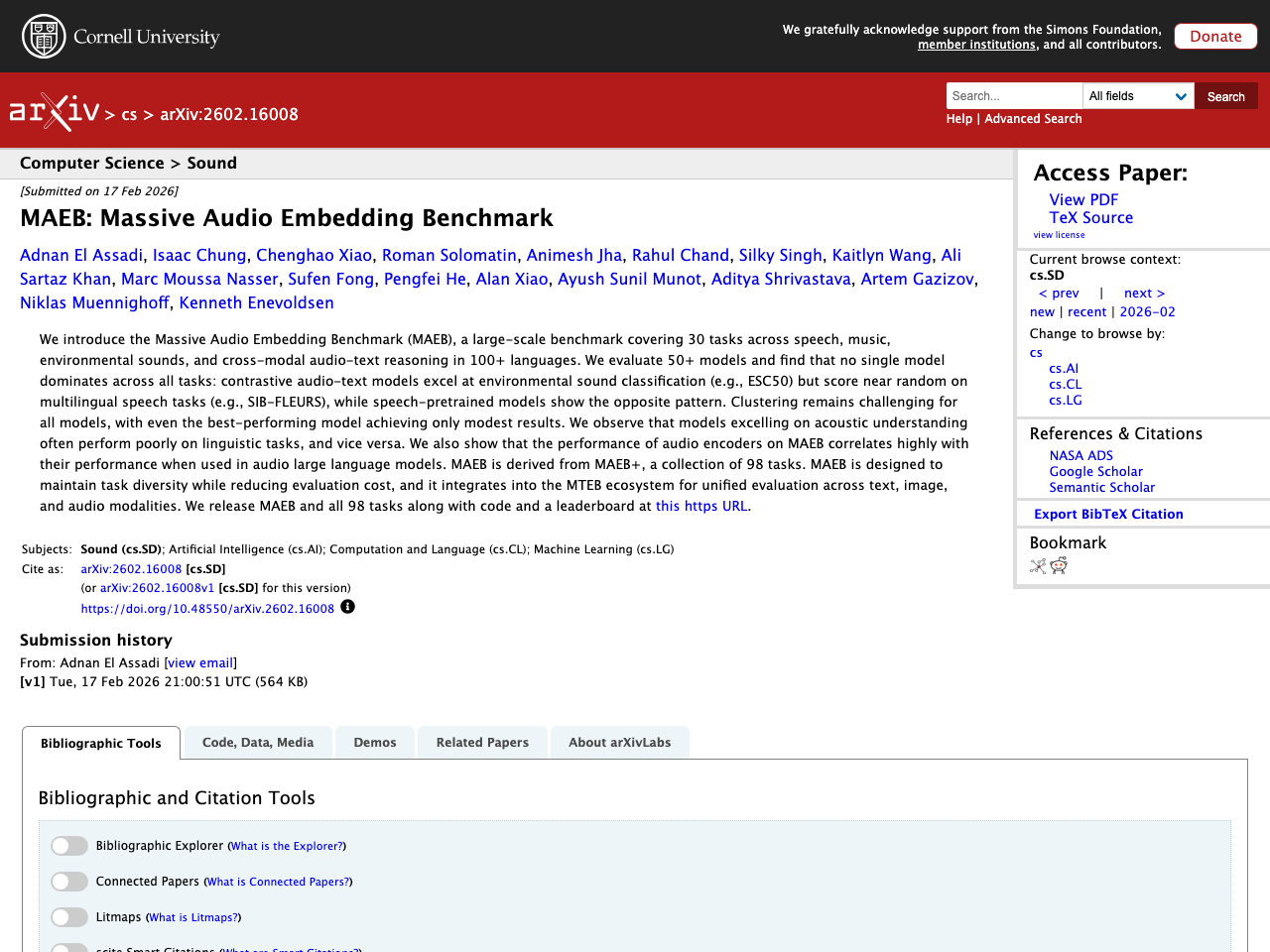 MAEB: Massive Audio Embedding Benchmark