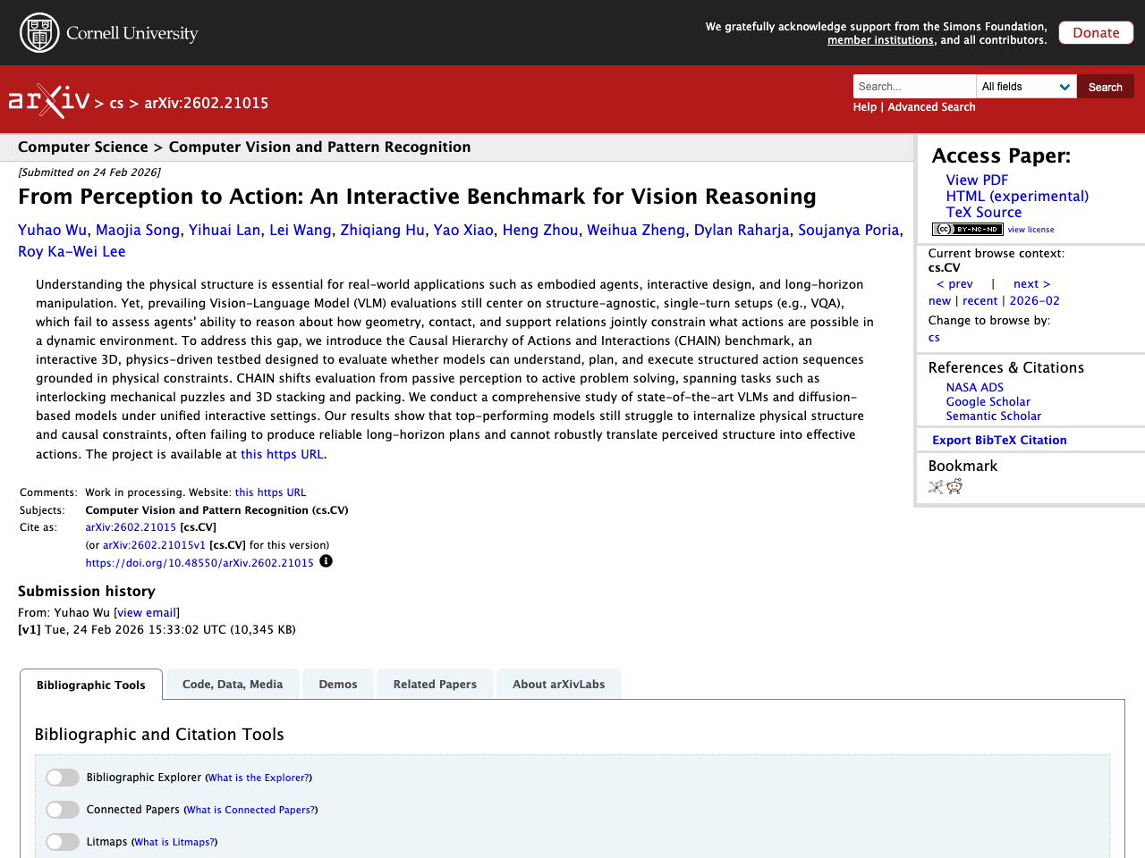 From Perception to Action: An Interactive Benchmark for Vision Reasoning