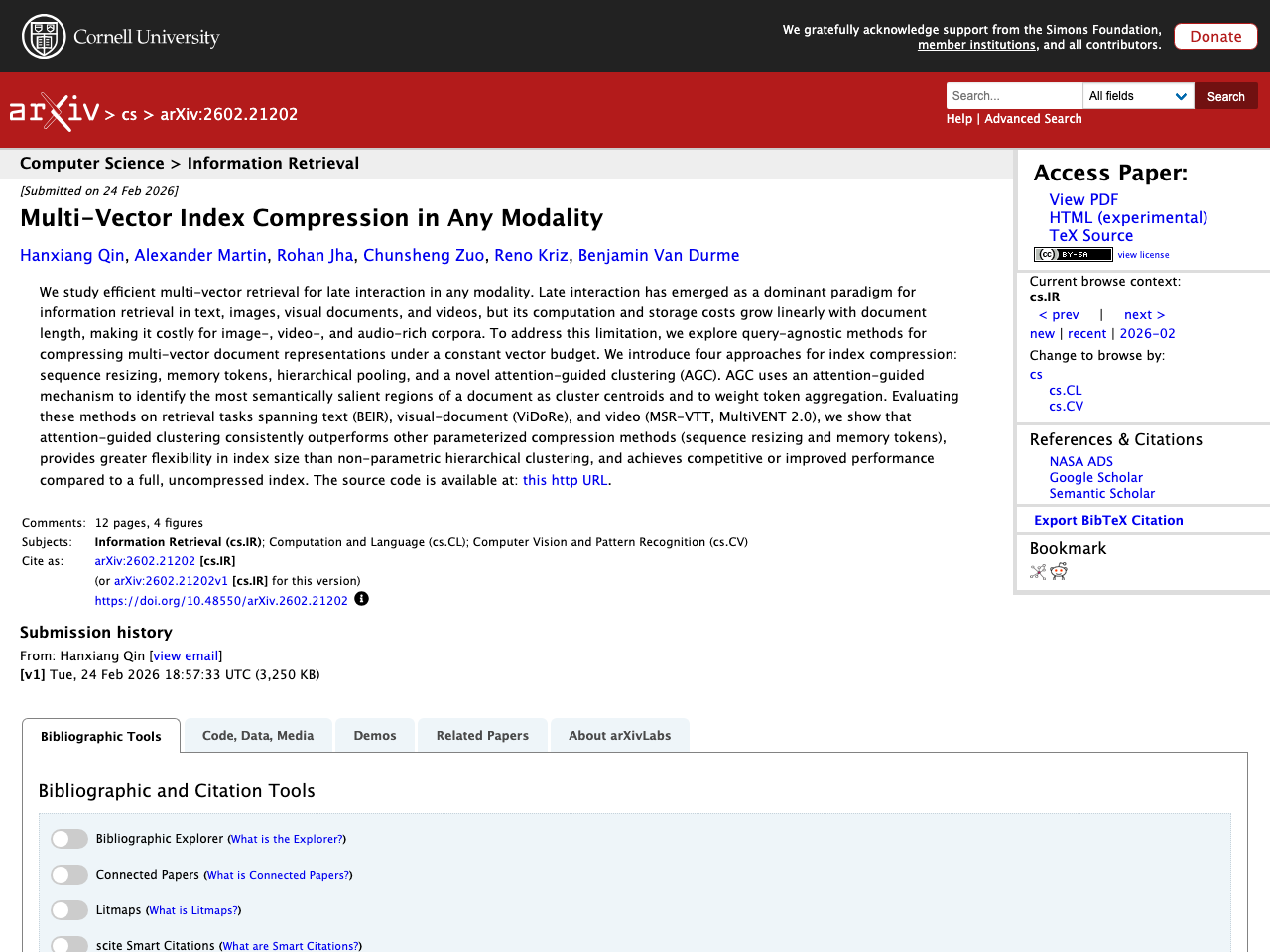 Multi-Vector Index Compression in Any Modality