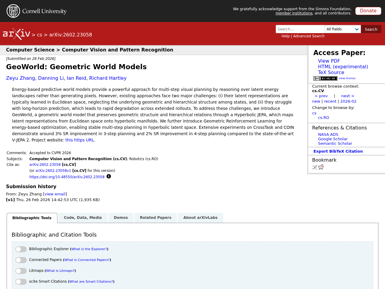 GeoWorld: Geometric World Models