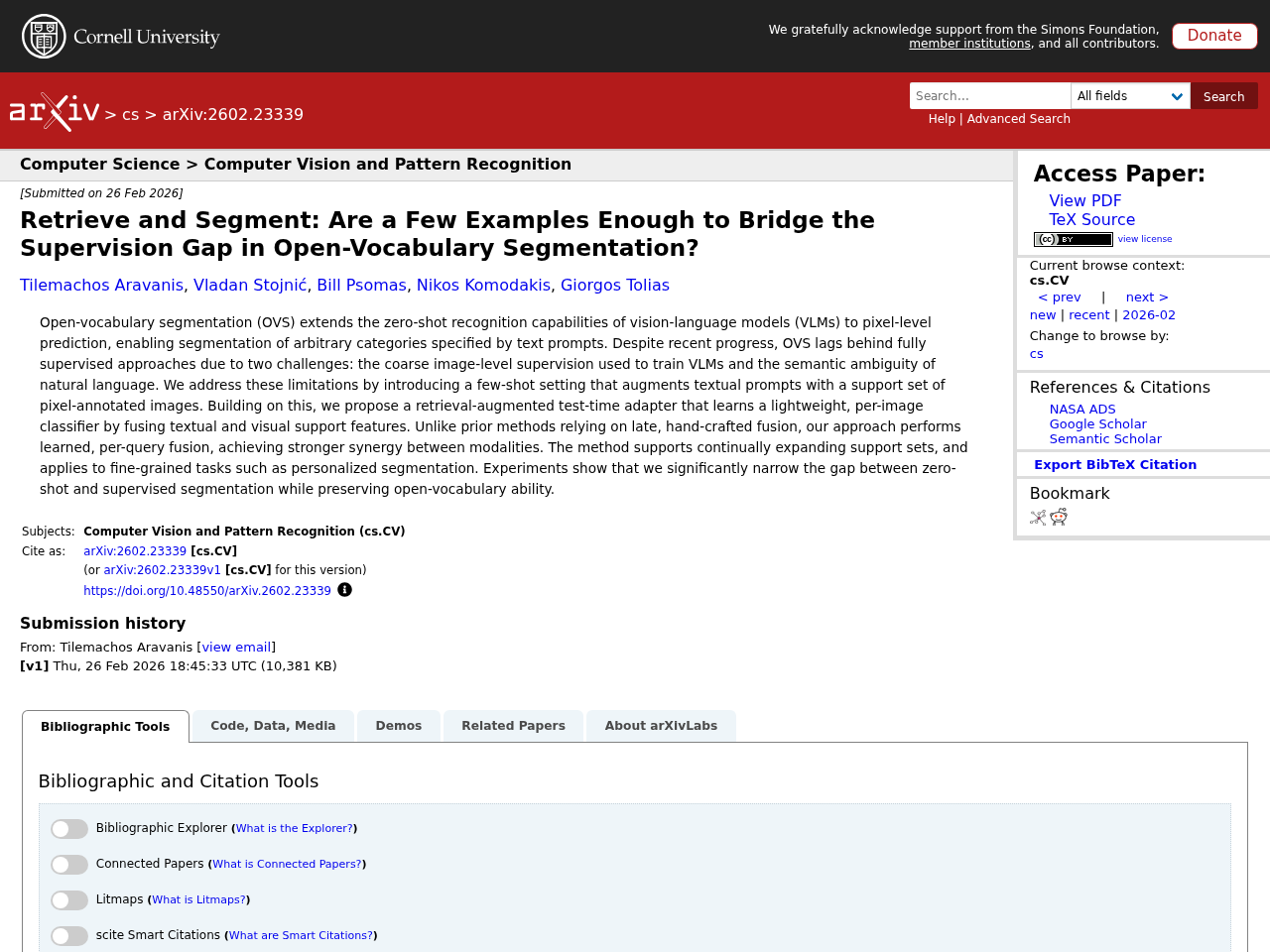 Retrieve and Segment: Are a Few Examples Enough to Bridge the Supervision Gap in Open-Vocabulary Segmentation?