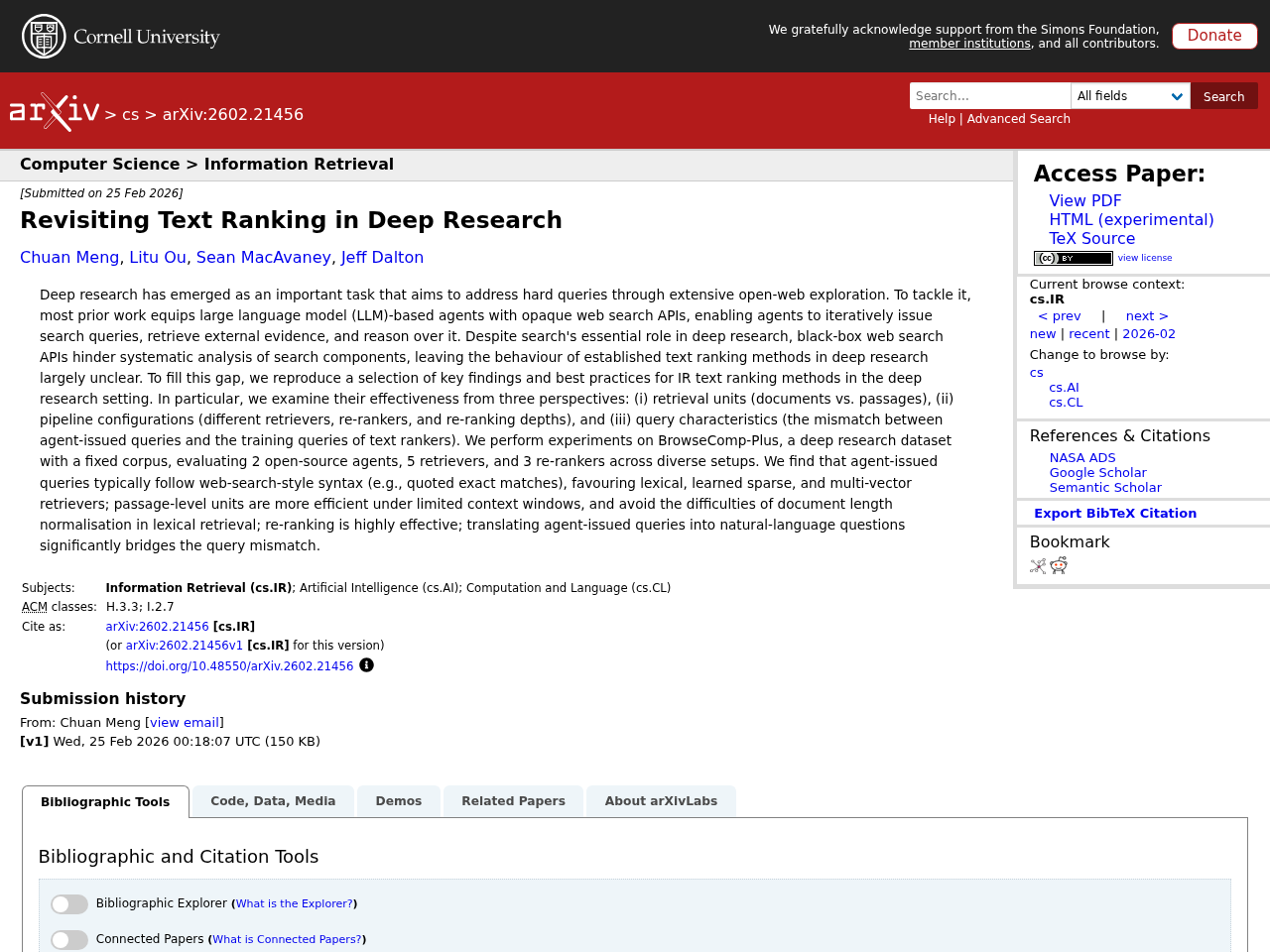 Revisiting Text Ranking in Deep Research